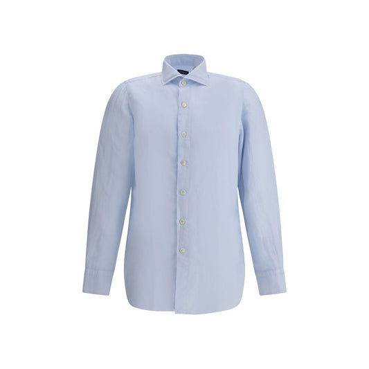 Finamore Light Blue Linen Dress Shirt