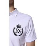 Dolce & Gabbana White Cotton Crown Collared Men Polo T-shirt TSH90006-44