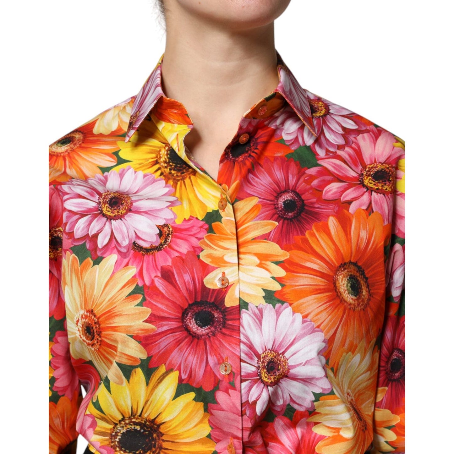 Dolce & Gabbana Multicolor Floral Cotton Cropped Blouse Top Dolce & Gabbana Sienna