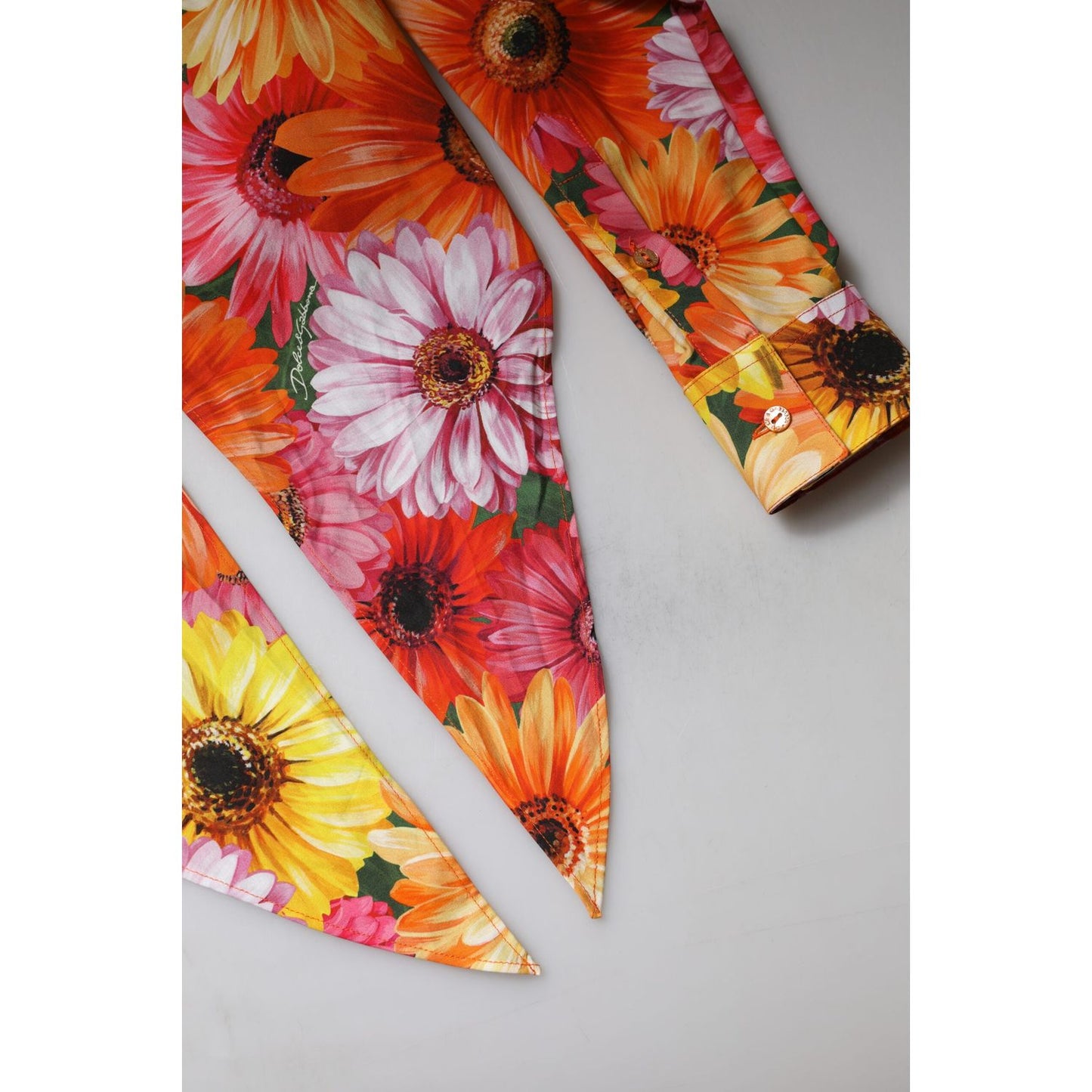 Dolce & Gabbana Multicolor Floral Cotton Cropped Blouse Top Dolce & Gabbana Gray