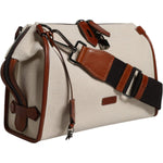 Dolce & Gabbana Beige Brown Cotton Leather Duffle Shoulder Bag BAG4323