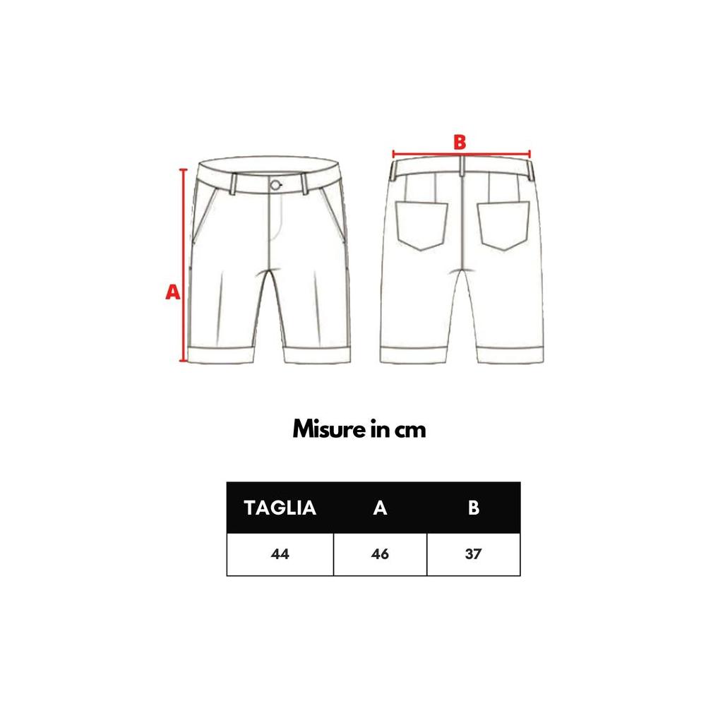 Detailed size chart for Dolce & Gabbana white cotton Bermuda shorts, showcasing front and back views with measurements in cm.