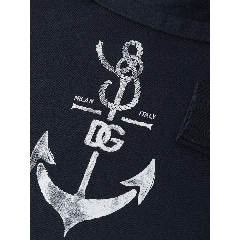 Dolce & Gabbana Blue Cotton Sweater Dolce & Gabbana Black