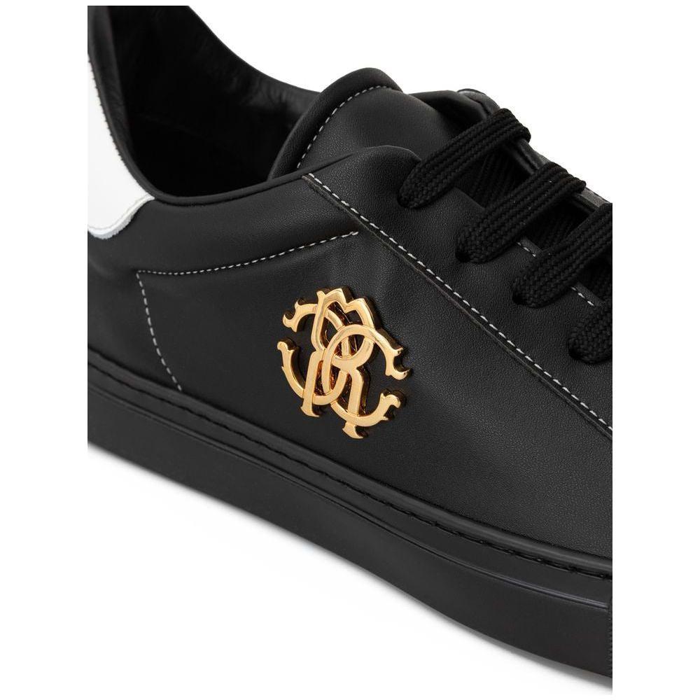 Roberto Cavalli Black Leather Sneaker Roberto Cavalli Dark Slate Gray