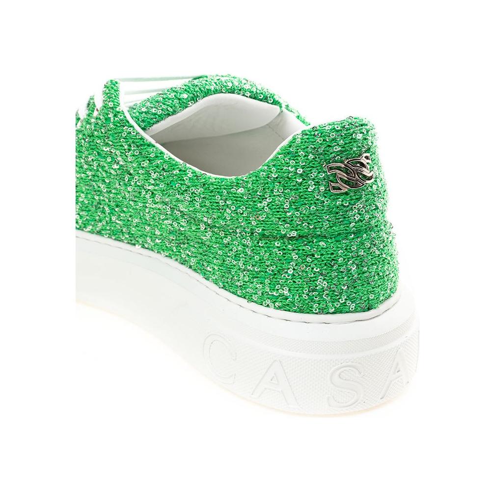 Casadei Emerald Elegance Leather Sneakers Casadei Sea Green