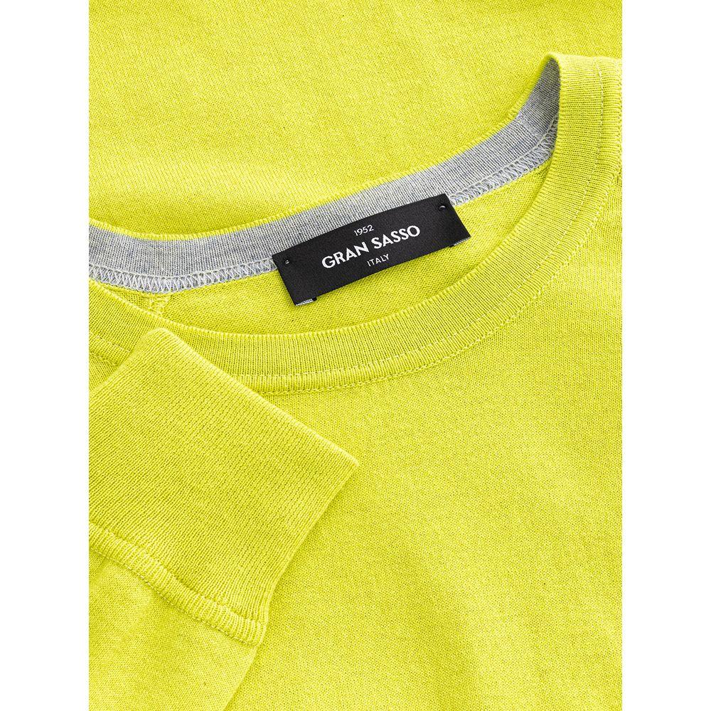 Gran Sasso Sunny Yellow Italian Cotton Sweater Gran Sasso Dark Khaki