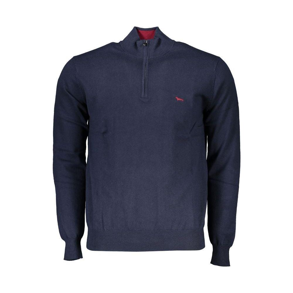 Harmont & Blaine Chic Half-Zip Blue Sweater with Embroidery Detail Harmont & Blaine Dark Slate Gray