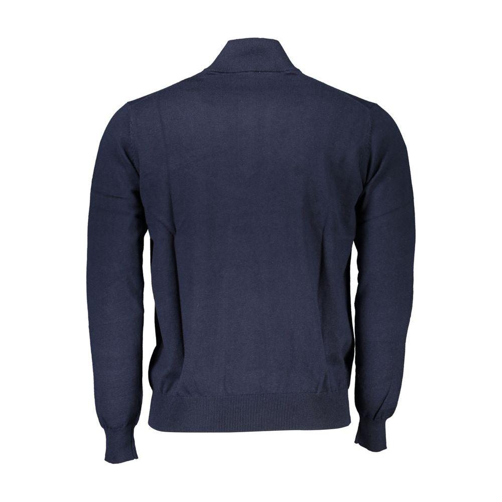 Harmont & Blaine Chic Half-Zip Blue Sweater with Embroidery Detail Harmont & Blaine Dark Slate Gray