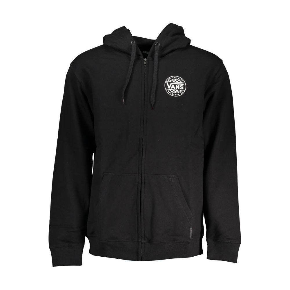 Vans Sleek Black Zip Hoodie with Logo Print Vans Black