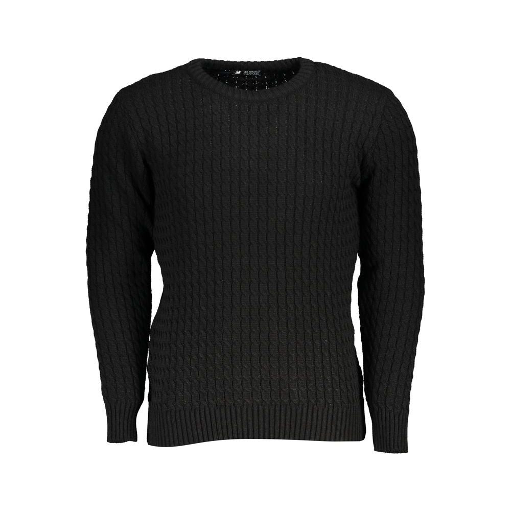 U.S. Grand Polo Twisted Crew Neck Classic Sweater U.S. Grand Polo Black