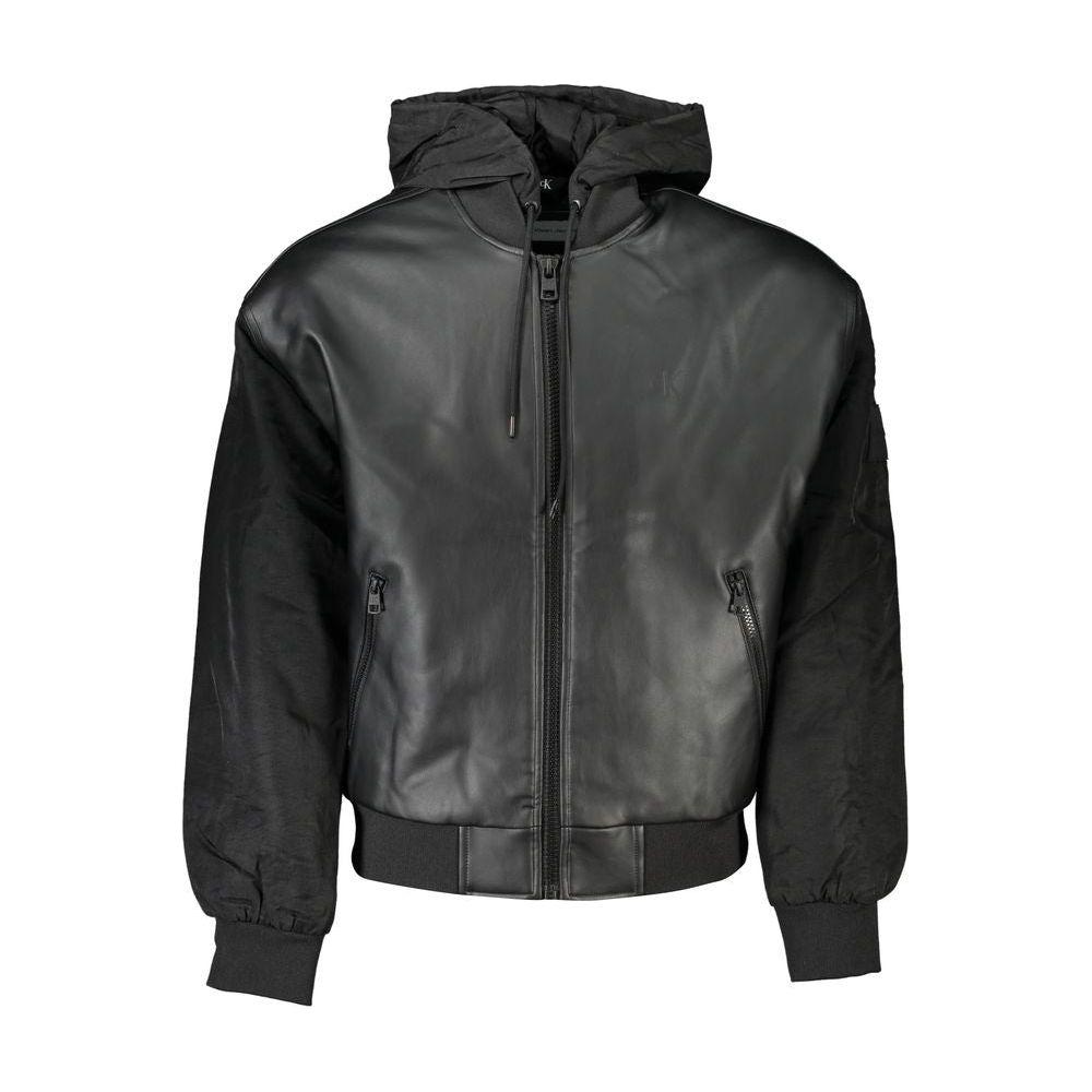 Calvin Klein Sleek Black Hooded Jacket with Contrasting Details Calvin Klein Dark Slate Gray