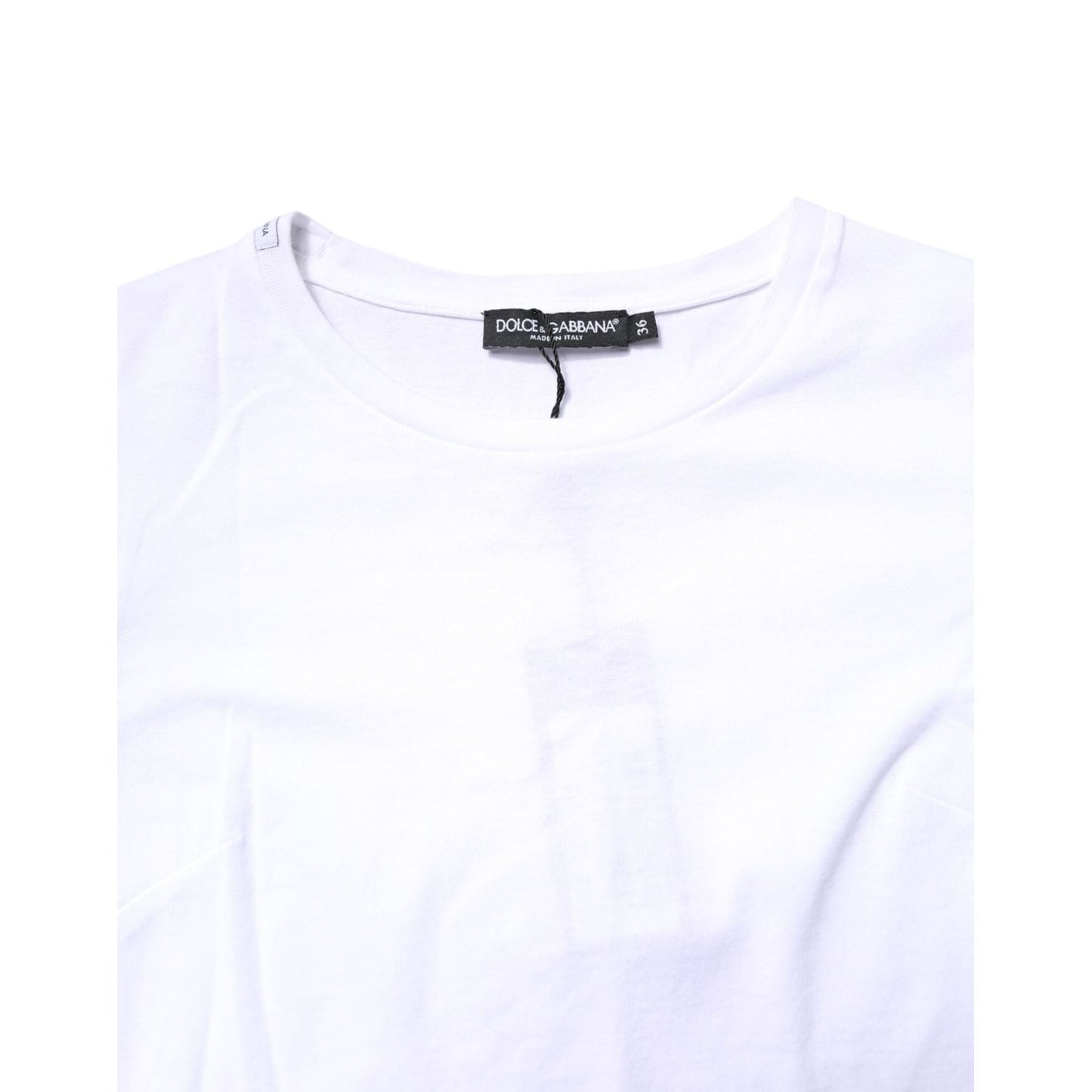 Dolce & Gabbana White Cotton Crew Neck Short Sleeves T-shirt
