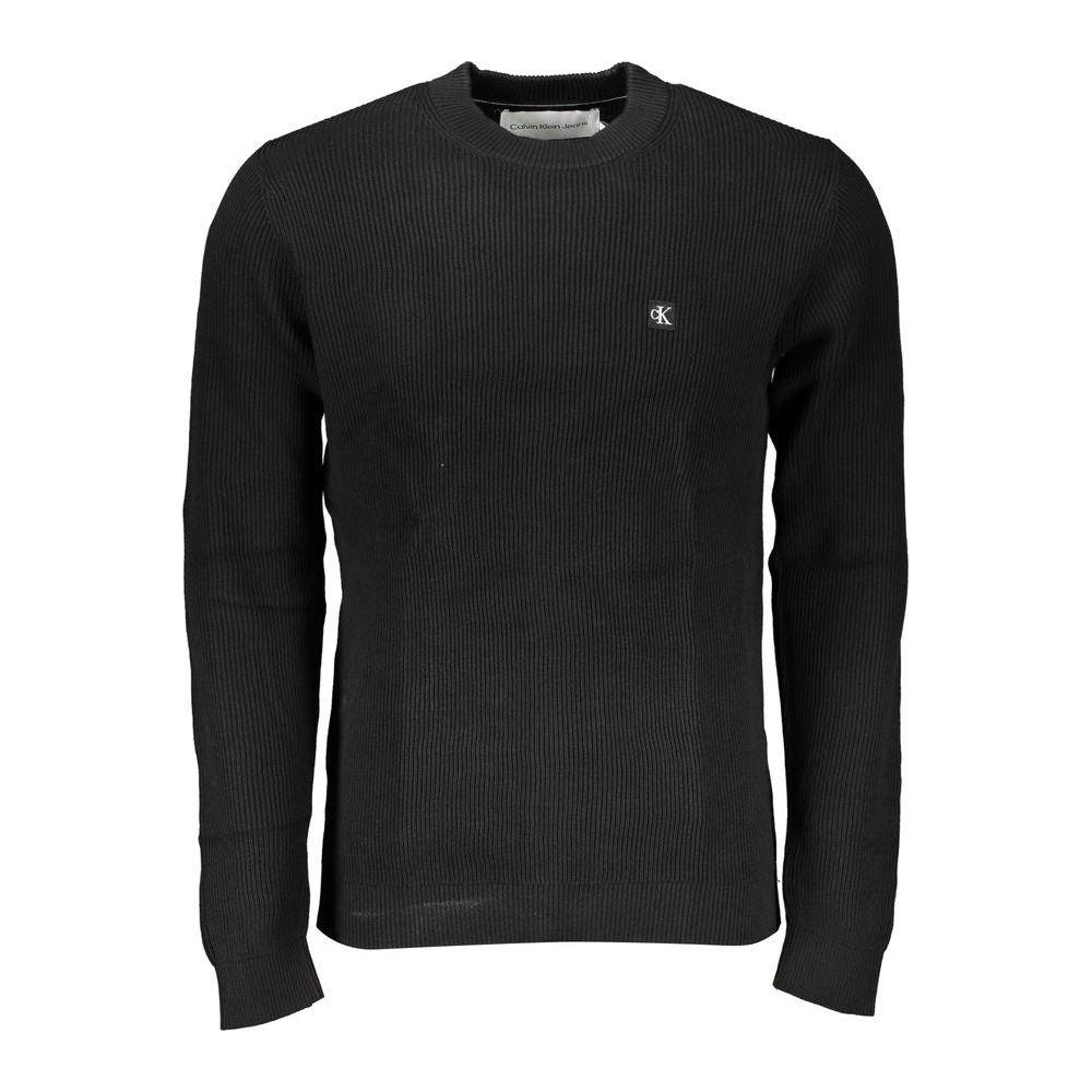 Calvin Klein Sleek Black Crew Neck Sweater with Logo Calvin Klein Black