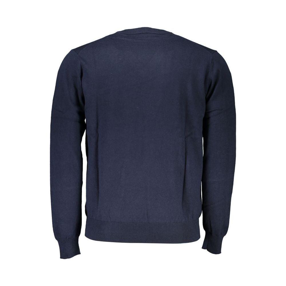 Harmont & Blaine V-Neck Embroidered Blue Sweater Harmont & Blaine Dark Slate Gray