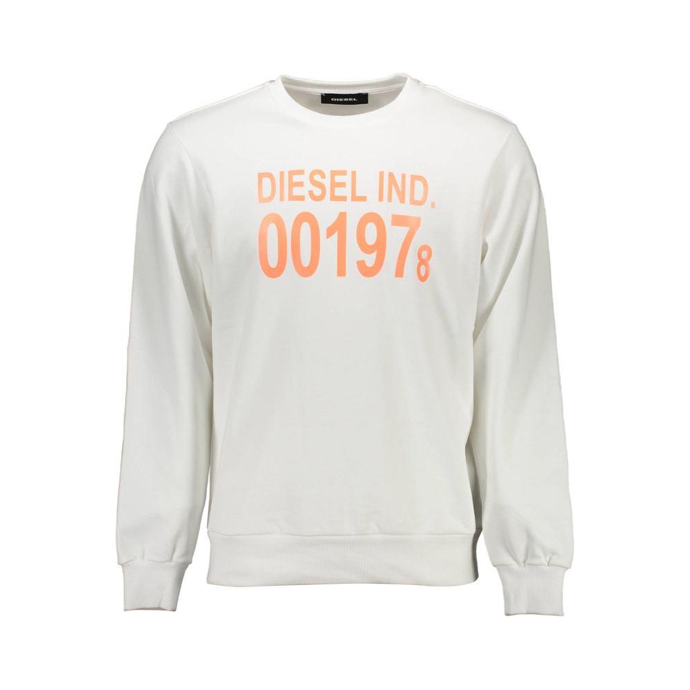 Diesel White Cotton Men's Sweater Diesel Light Gray