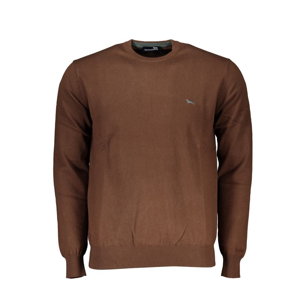 Harmont & Blaine Elegant Crew Neck Embroidered Sweater Harmont & Blaine Dark Olive Green