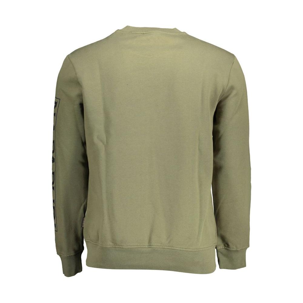 Napapijri Green Cotton Men Sweater Napapijri Slate Gray