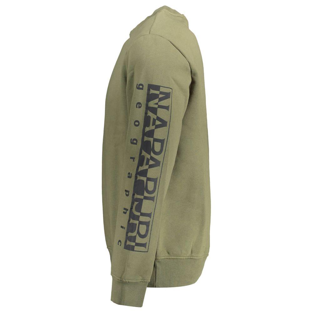 Napapijri Green Cotton Men Sweater Napapijri Dim Gray