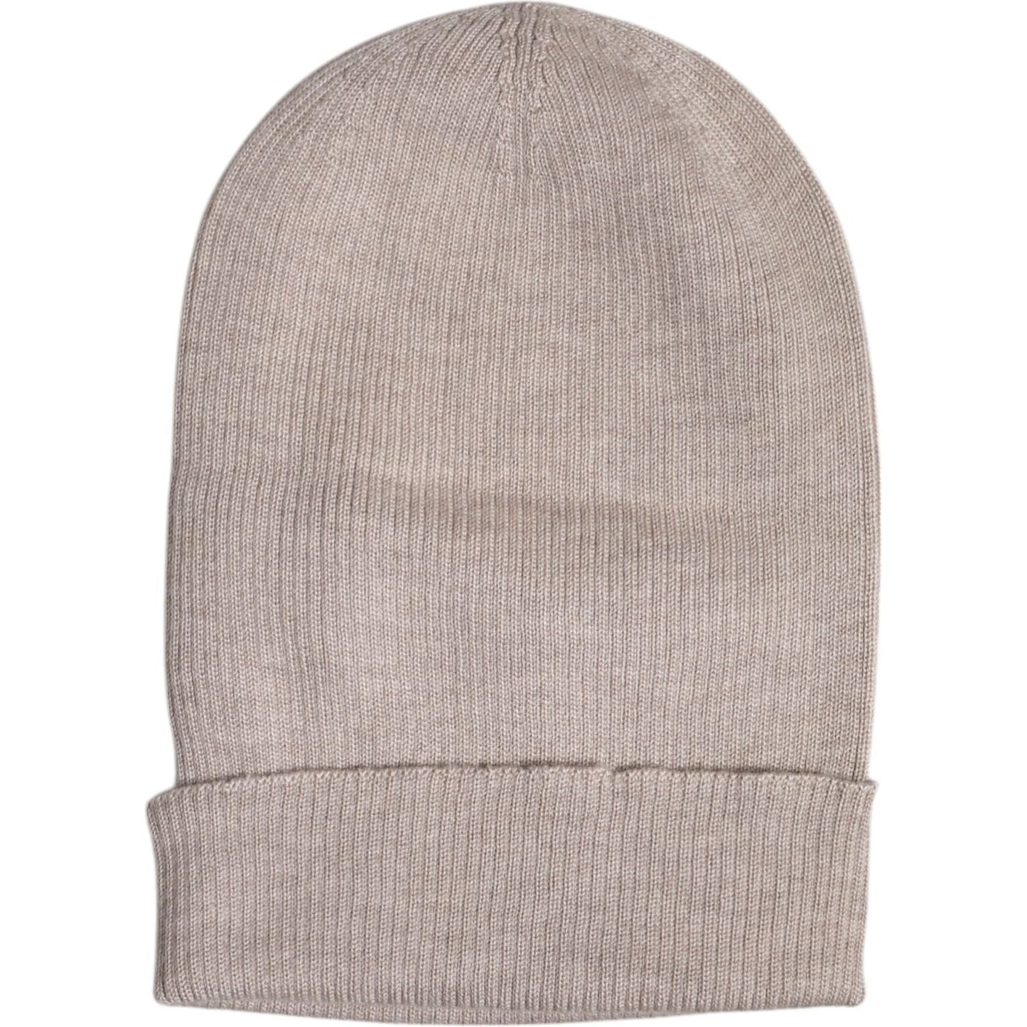 Dolce & Gabbana Beige Cashmere Knitted Winter Beanie Hat Dolce & Gabbana Dark Gray