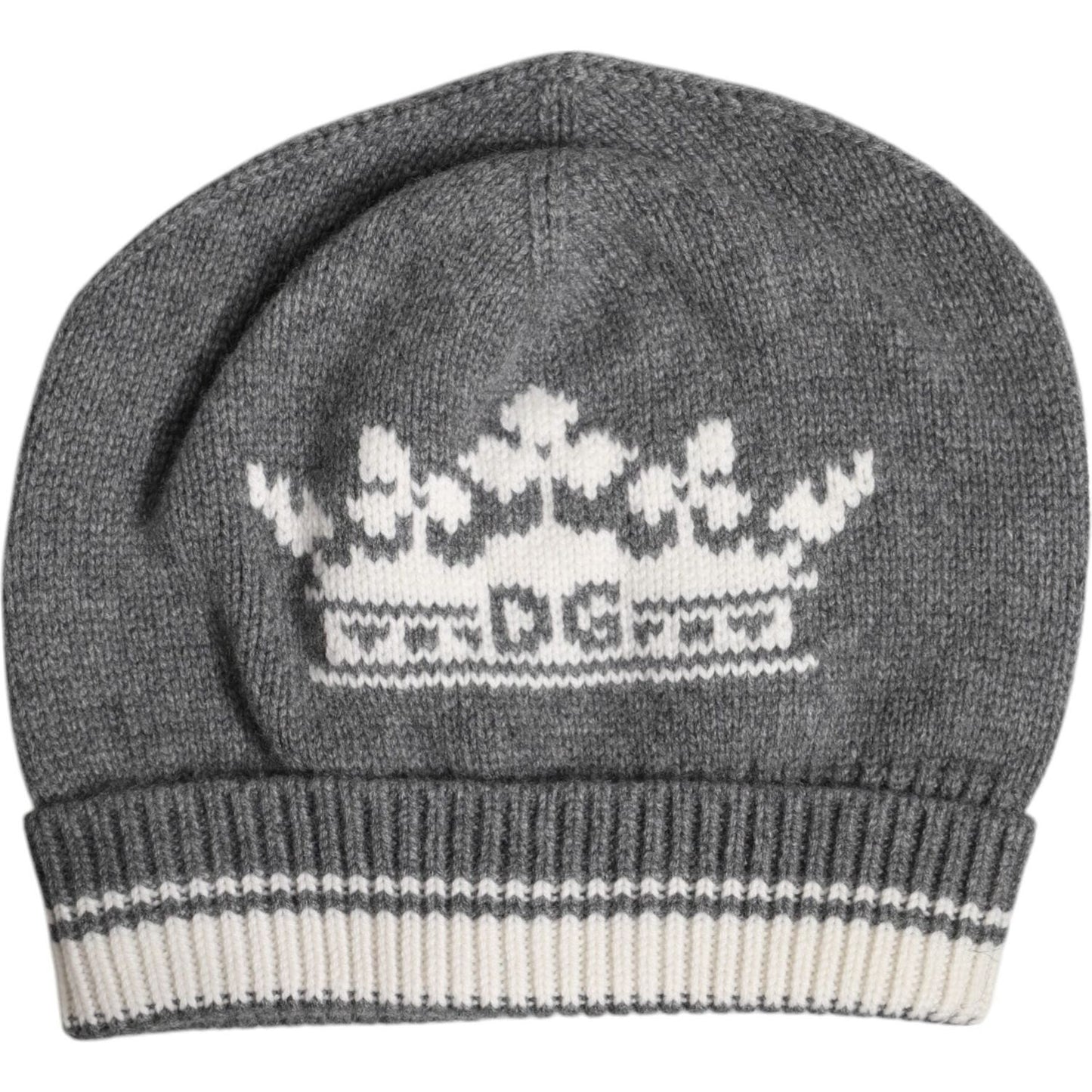 Dolce & Gabbana Gray Cashmere Knitted Winter Beanie Hat Dolce & Gabbana Dim Gray