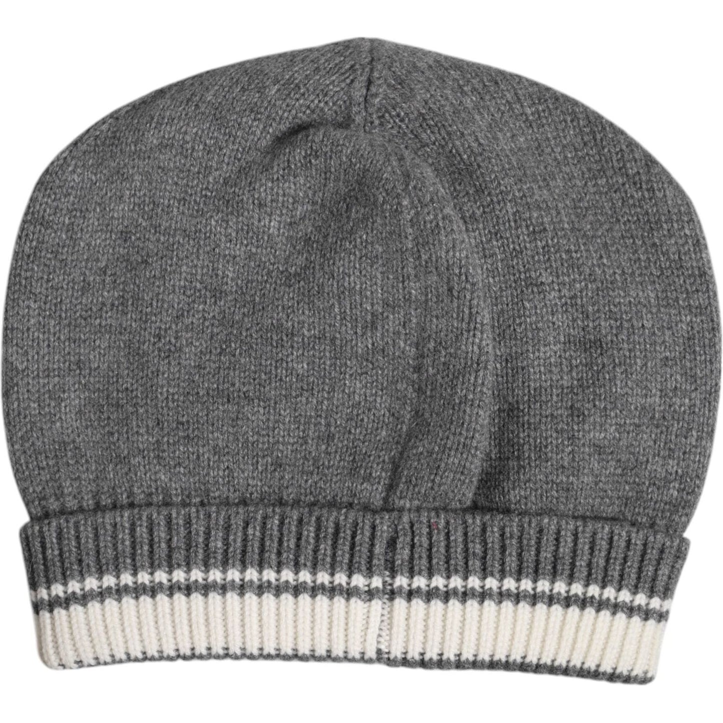 Dolce & Gabbana Gray Cashmere Knitted Winter Beanie Hat Dolce & Gabbana Dim Gray