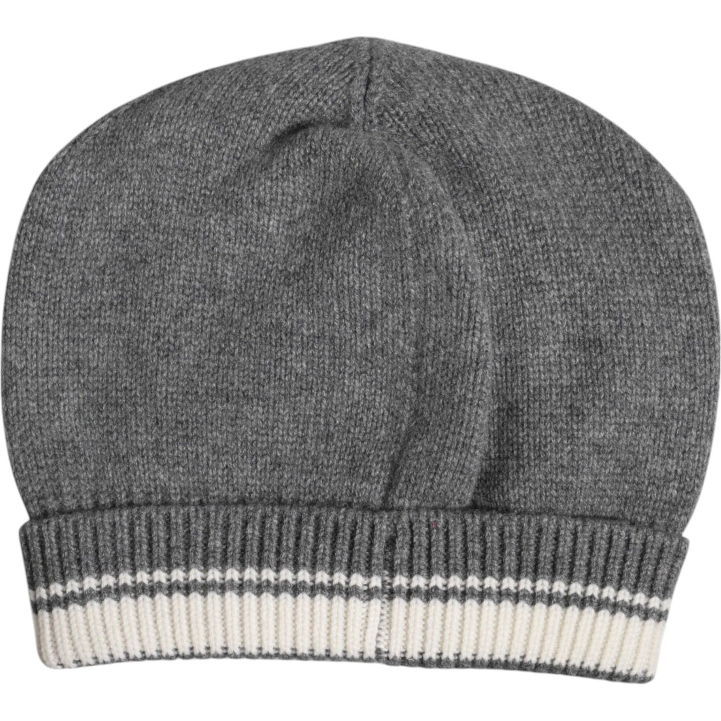 Dolce & Gabbana Gray Cashmere Knitted Winter Beanie Hat Dolce & Gabbana Dim Gray