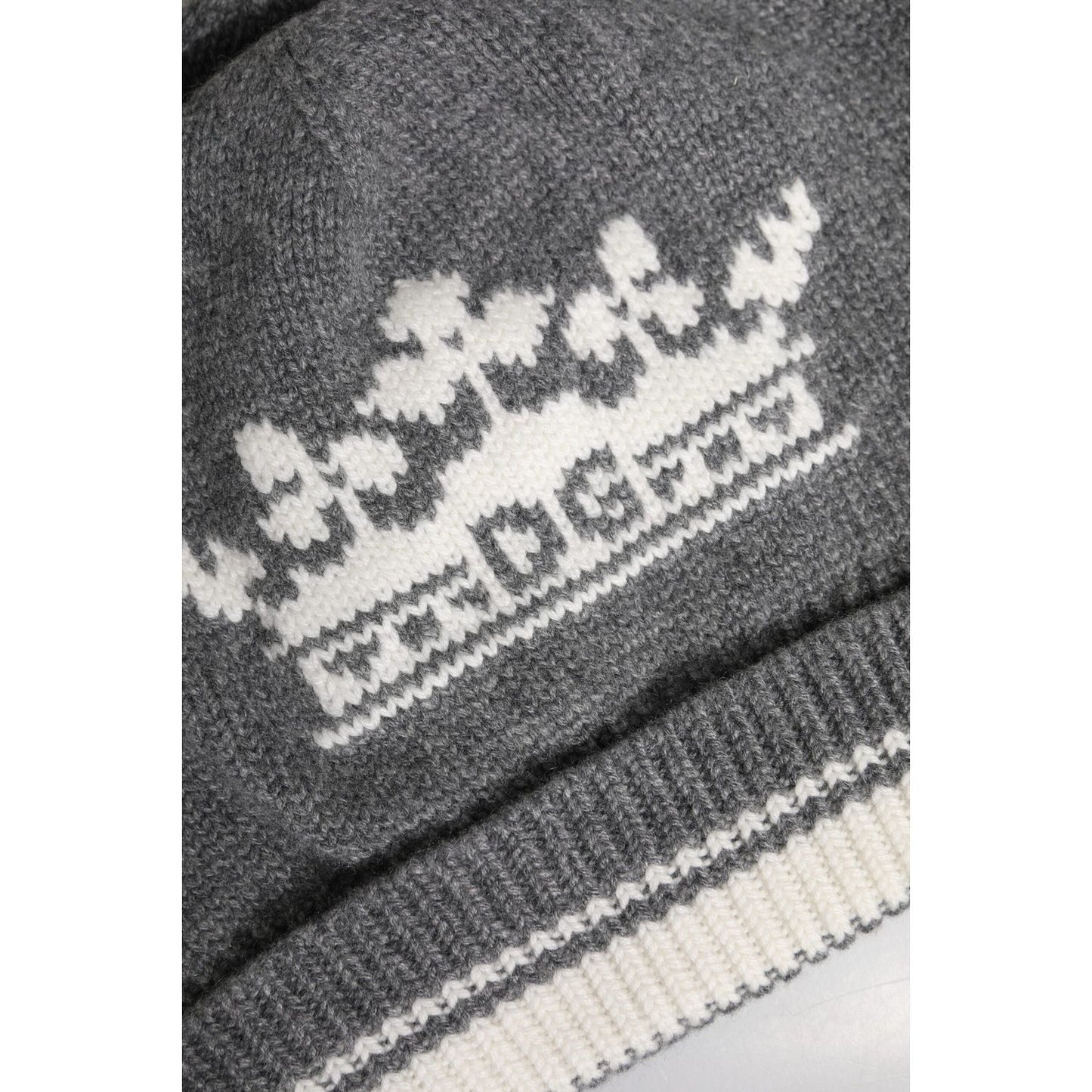 Dolce & Gabbana Gray Cashmere Knitted Winter Beanie Hat Dolce & Gabbana Dim Gray