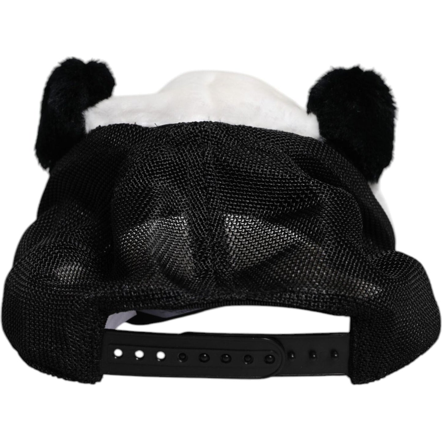 Dolce & Gabbana Black White Panda Fur Women Baseball Cap Dolce & Gabbana Black