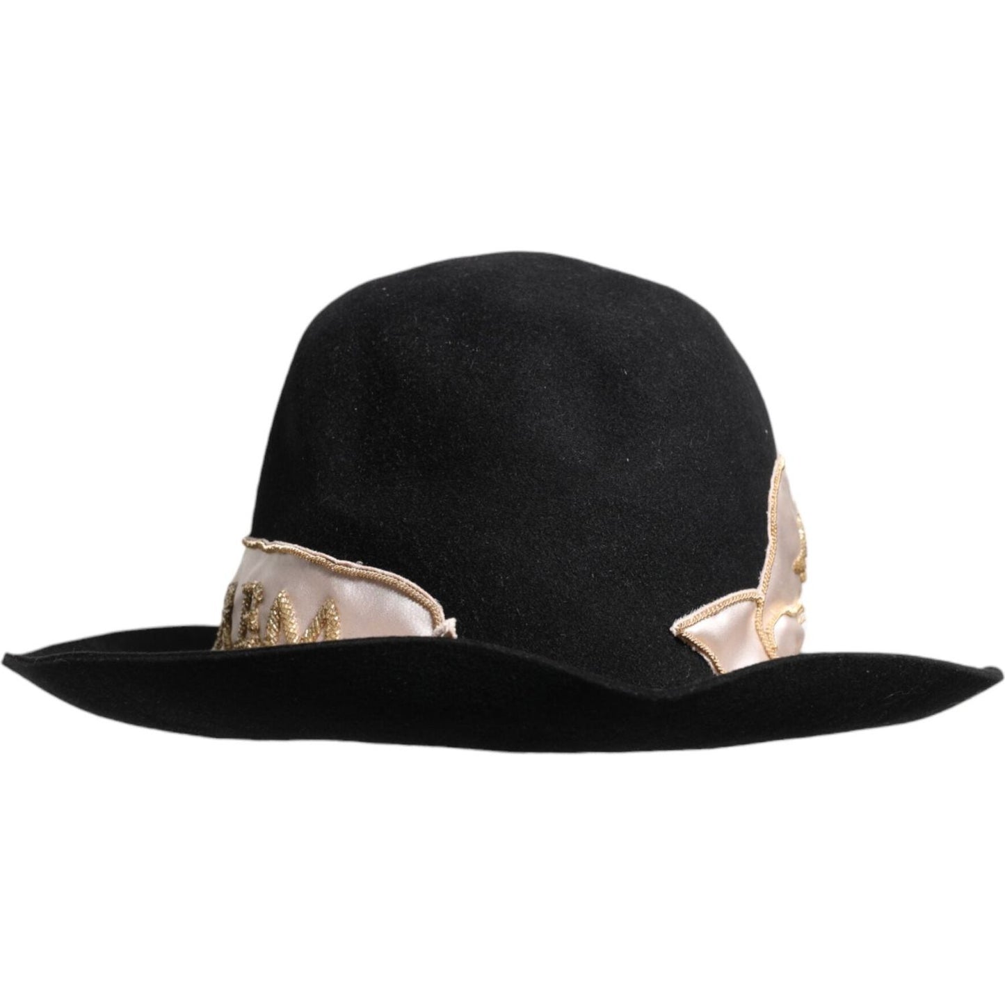 Dolce & Gabbana Black Logo Sequin Embroidery Wide Brim Hat Dolce & Gabbana Black