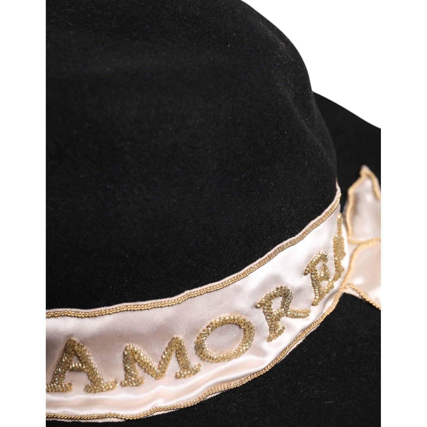 Dolce & Gabbana Black Logo Sequin Embroidery Wide Brim Hat Dolce & Gabbana Gray