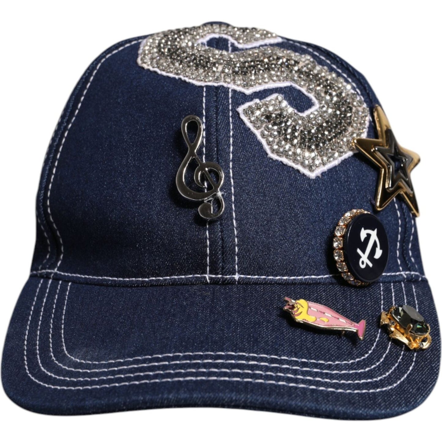 Dolce & Gabbana Blue Crystal Embellishment Baseball Cap Dolce & Gabbana Dark Slate Gray