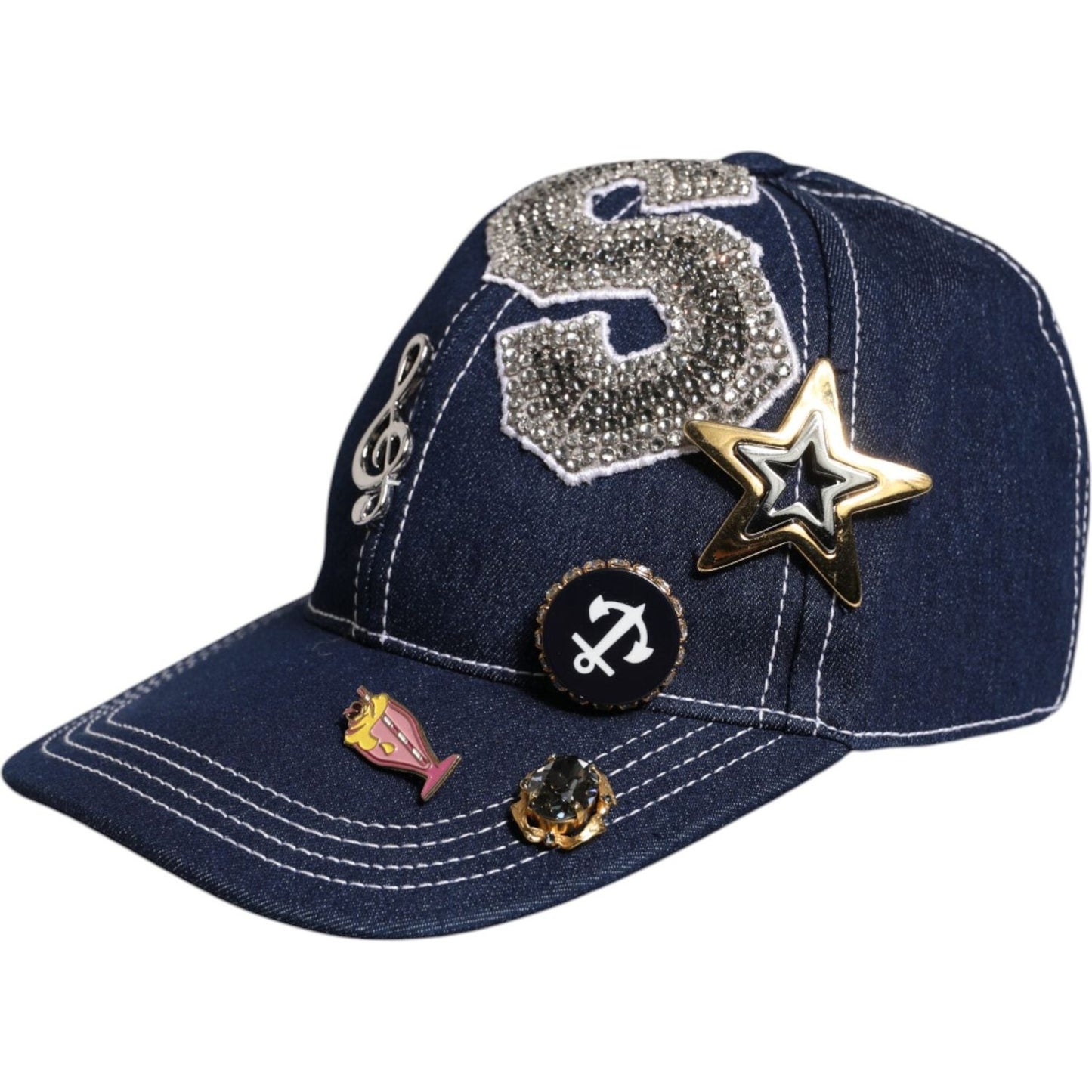 Dolce & Gabbana Blue Crystal Embellishment Baseball Cap Dolce & Gabbana Dark Slate Gray
