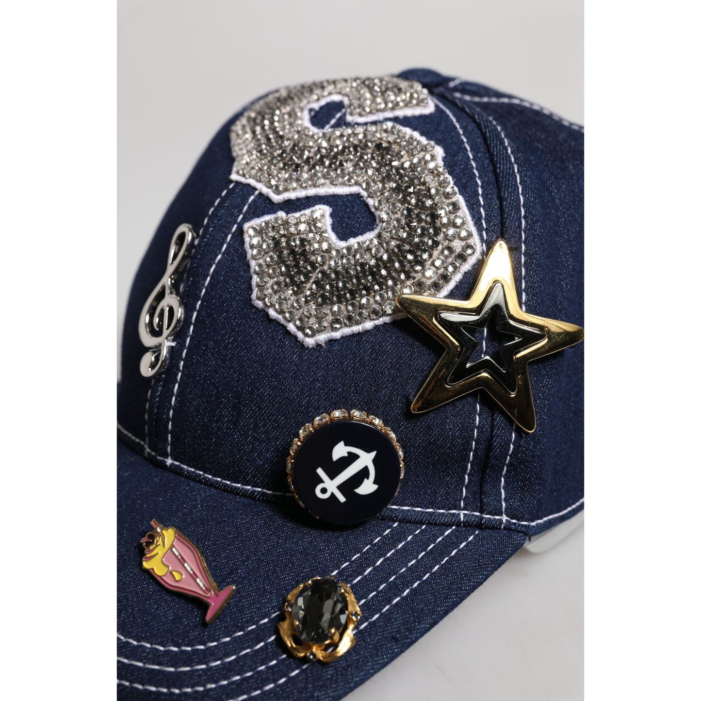 Dolce & Gabbana Blue Crystal Embellishment Baseball Cap Dolce & Gabbana Dark Slate Gray