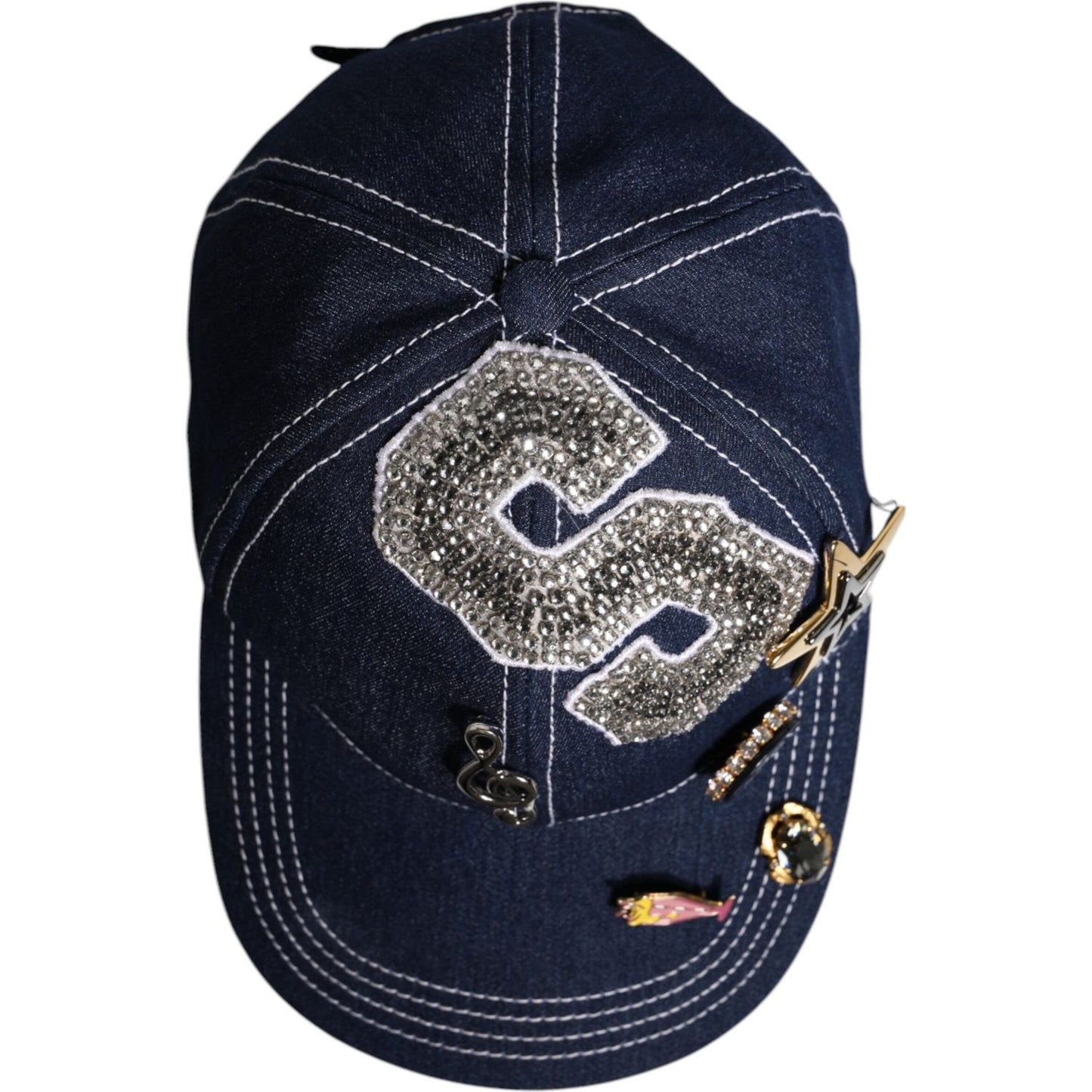 Dolce & Gabbana Blue Crystal Embellishment Baseball Cap Dolce & Gabbana Dark Slate Gray