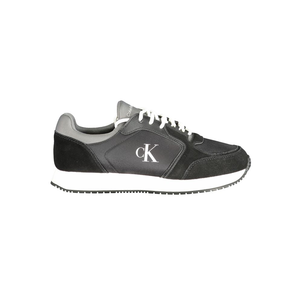 Calvin Klein Black Leather Men Sneaker Calvin Klein Dark Slate Gray