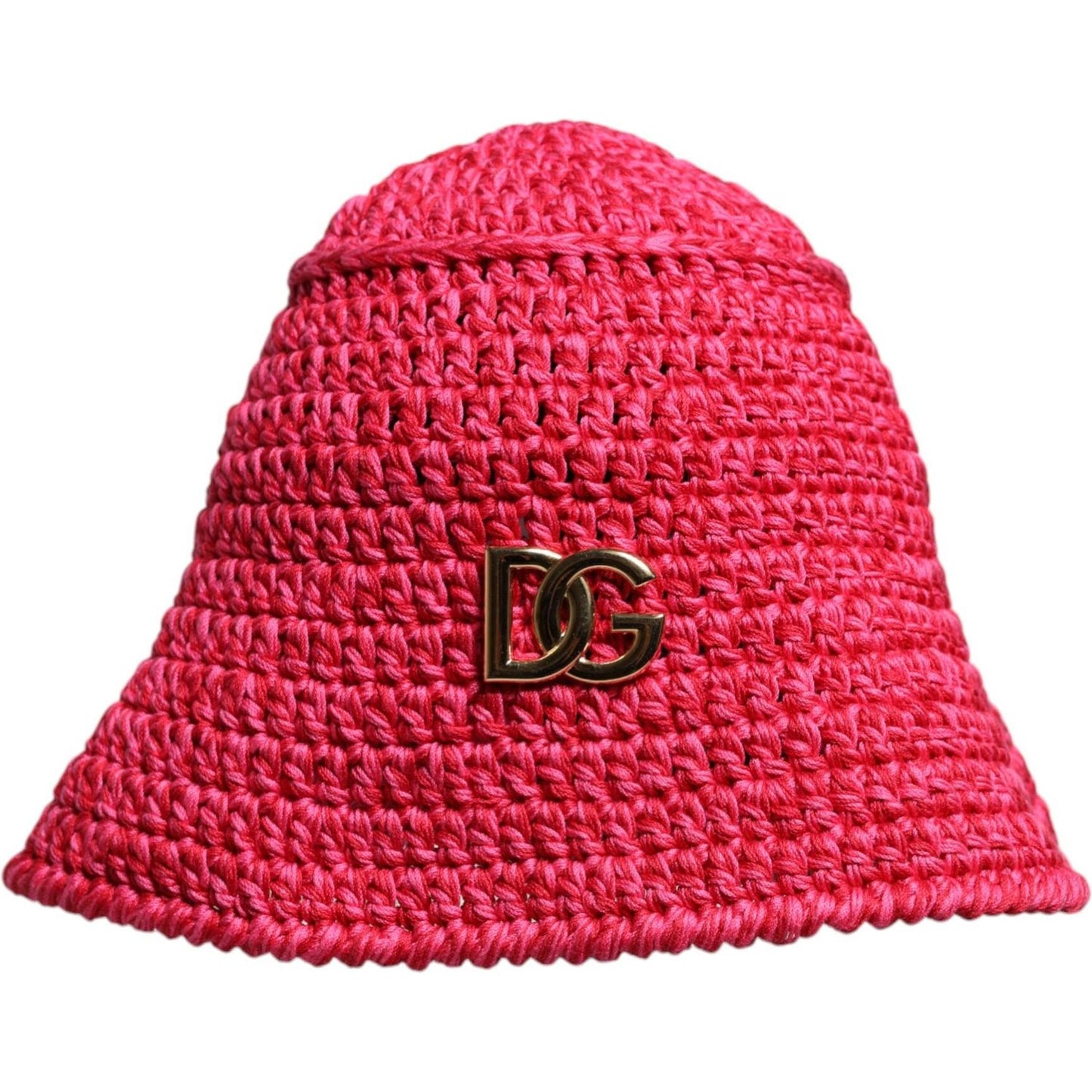 Dolce & Gabbana Red Cotton Crochet DG Logo Bucket Hat Dolce & Gabbana Firebrick