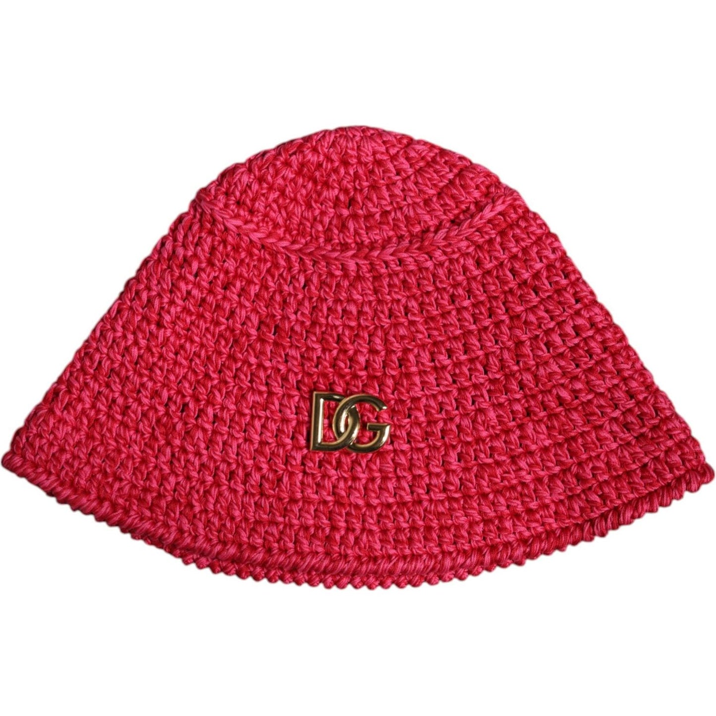 Dolce & Gabbana Red Cotton Crochet DG Logo Bucket Hat Dolce & Gabbana Firebrick