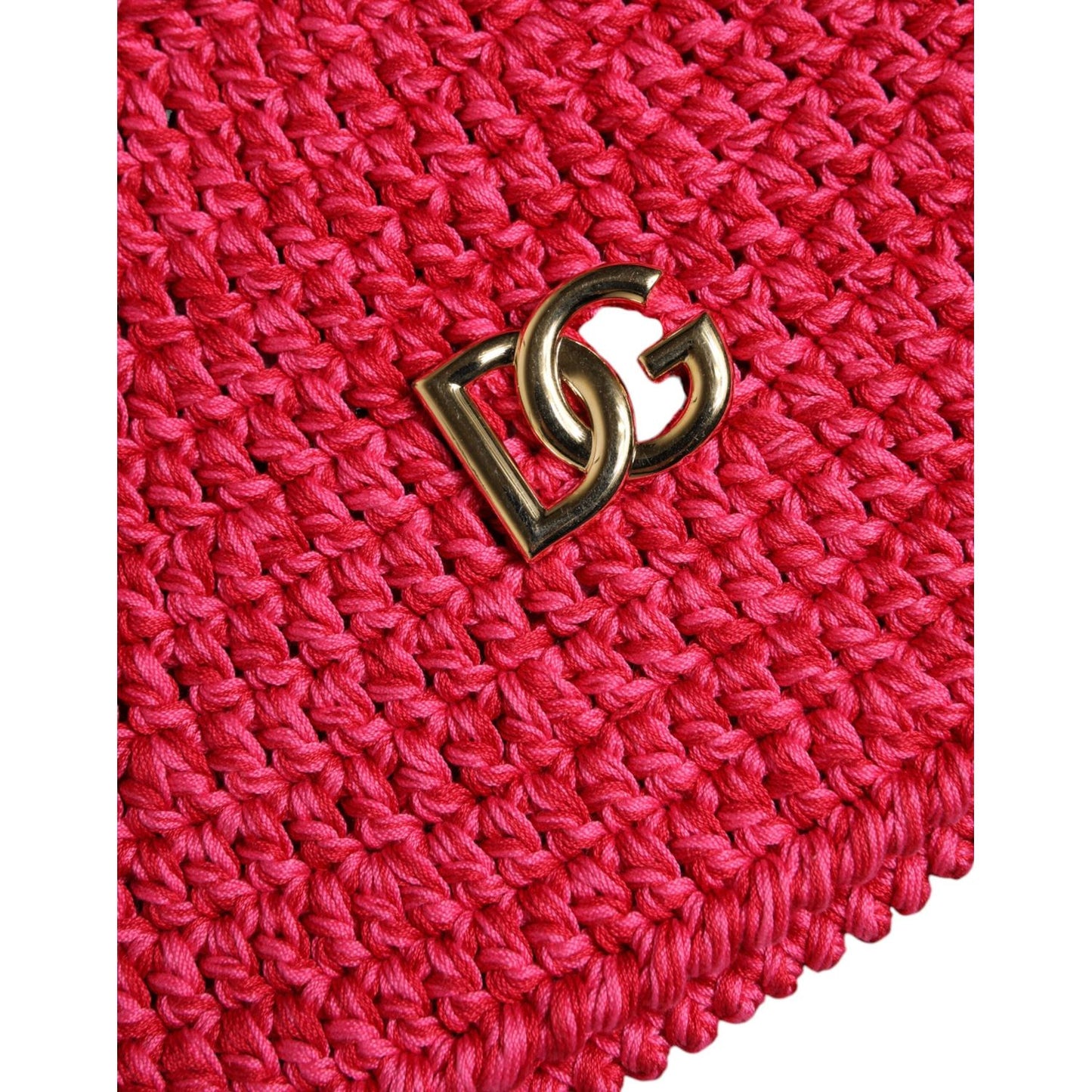 Dolce & Gabbana Red Cotton Crochet DG Logo Bucket Hat Dolce & Gabbana Firebrick