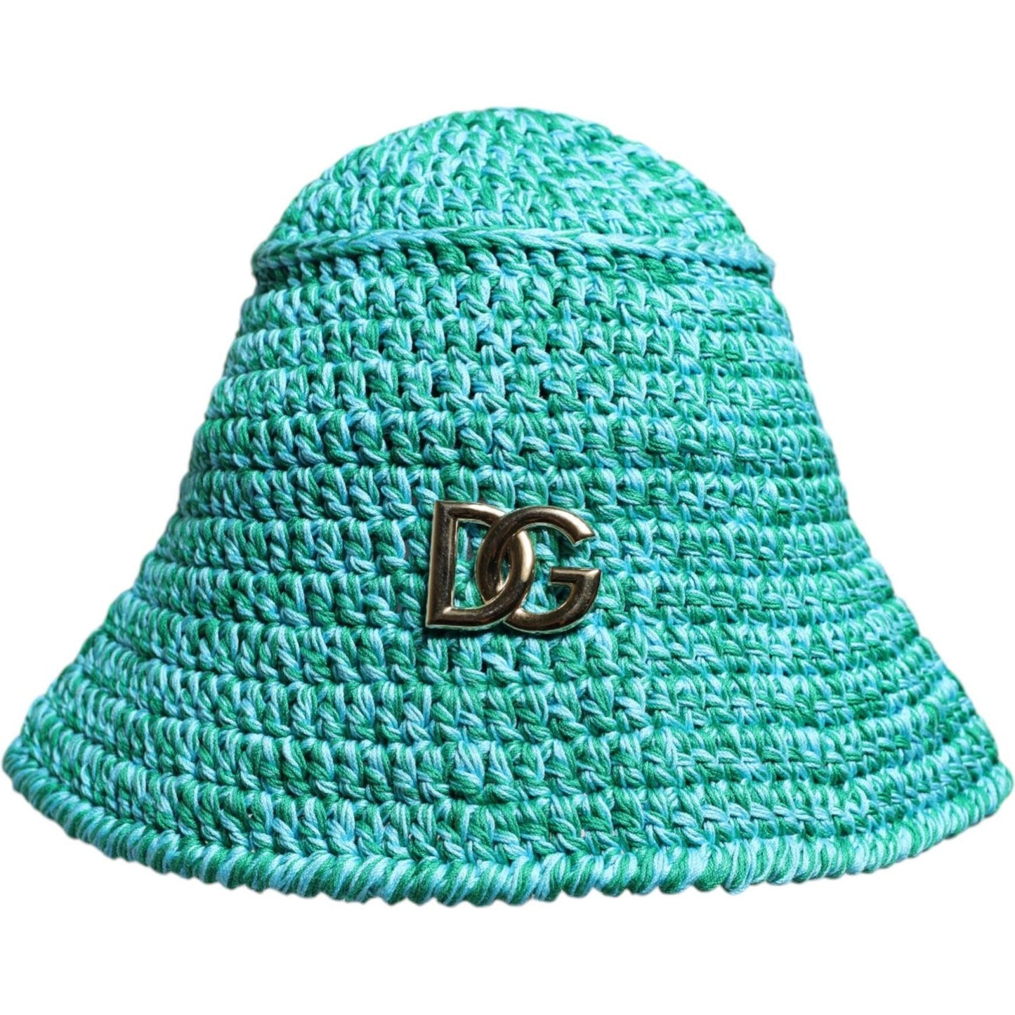 Dolce & Gabbana Green Cotton Crochet DG Logo Bucket Hat Dolce & Gabbana Medium Turquoise