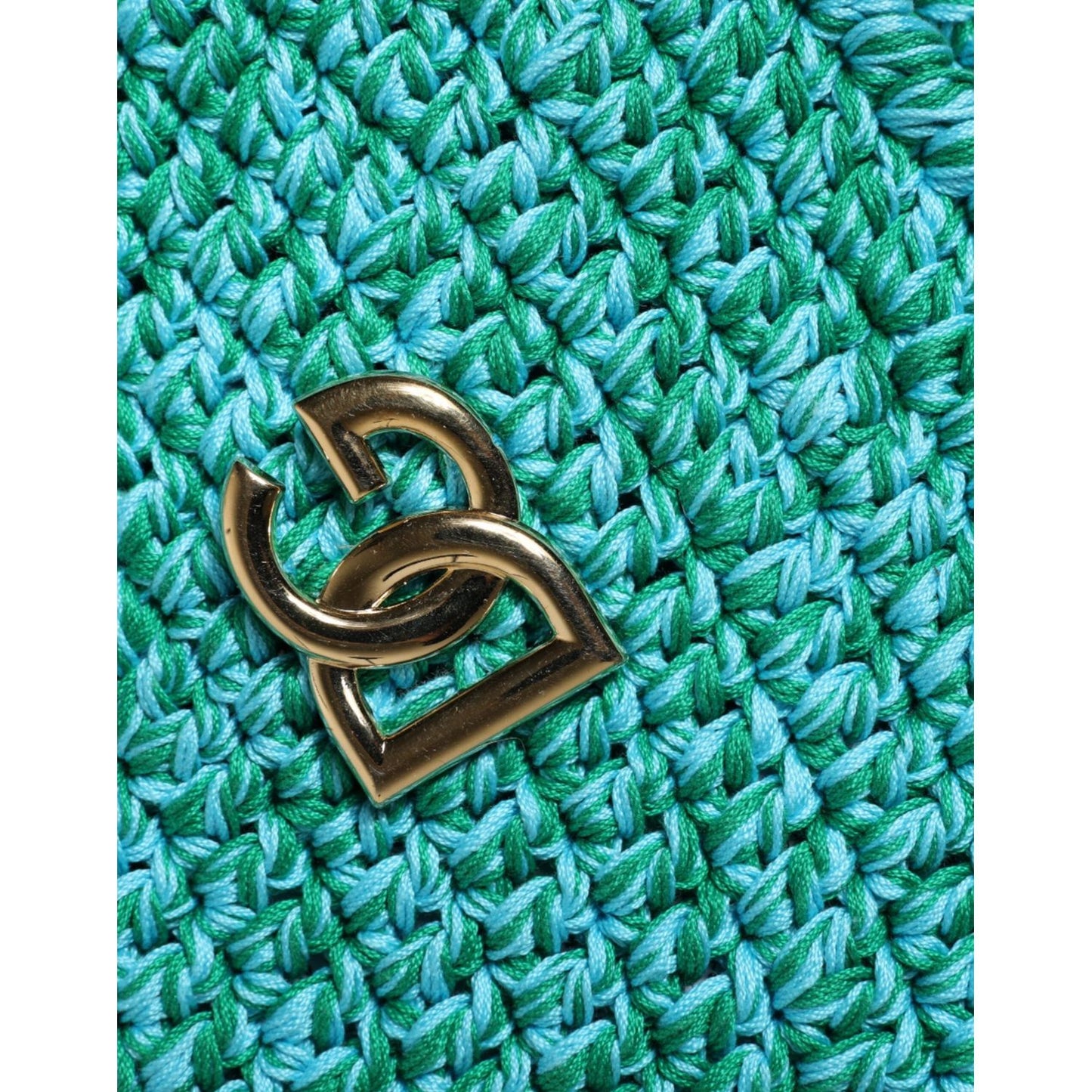 Dolce & Gabbana Green Cotton Crochet DG Logo Bucket Hat Dolce & Gabbana Light Sea Green