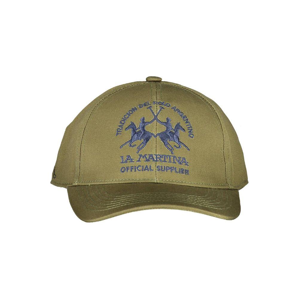 La Martina Green Cotton Men Cap La Martina Dim Gray
