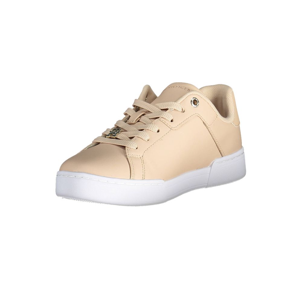 Tommy Hilfiger Pink Leather Women Sneaker Tommy Hilfiger Light Gray