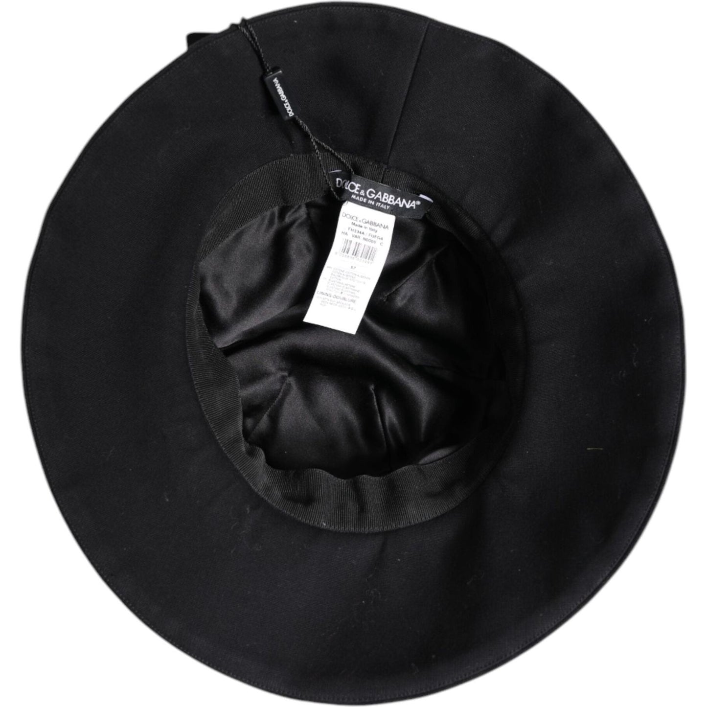 Dolce & Gabbana Black Cotton Wide Brim Bucket Hat Dolce & Gabbana Black