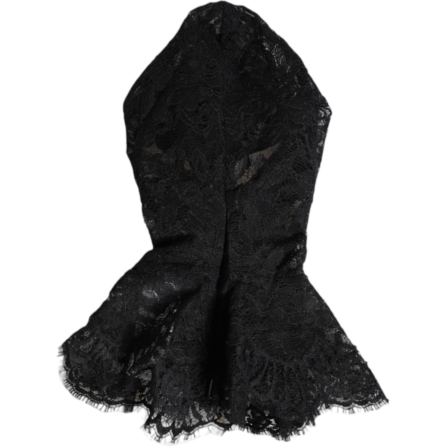 Dolce & Gabbana Black Floral Lace Whole Head Wrap Hat Dolce & Gabbana Black