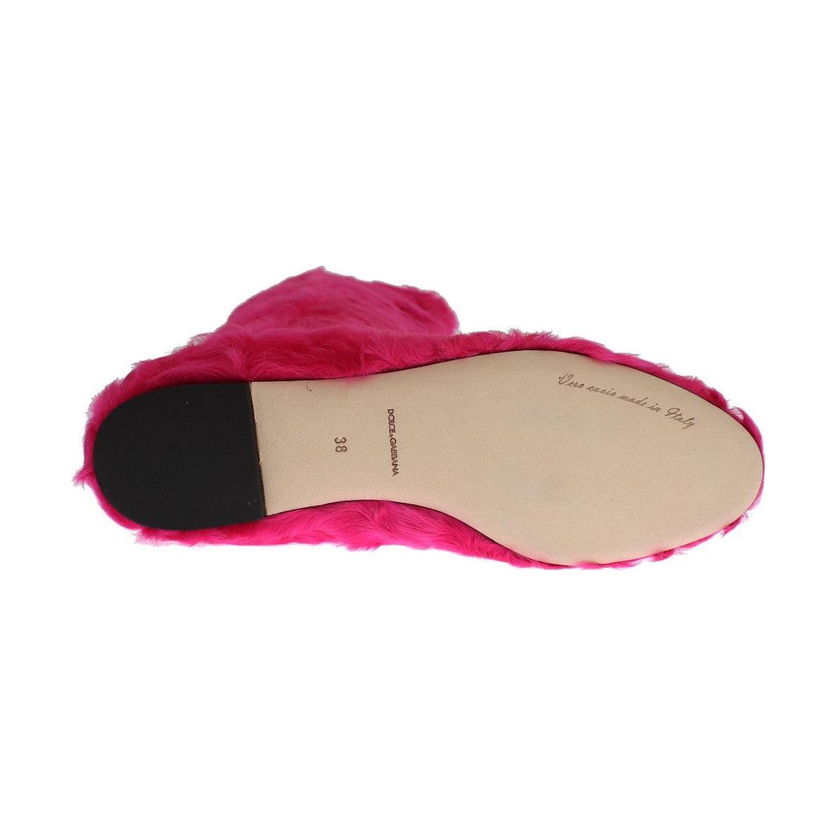 Dolce & Gabbana Elegant Pink Lambskin Fur Boots Dolce & Gabbana Tan