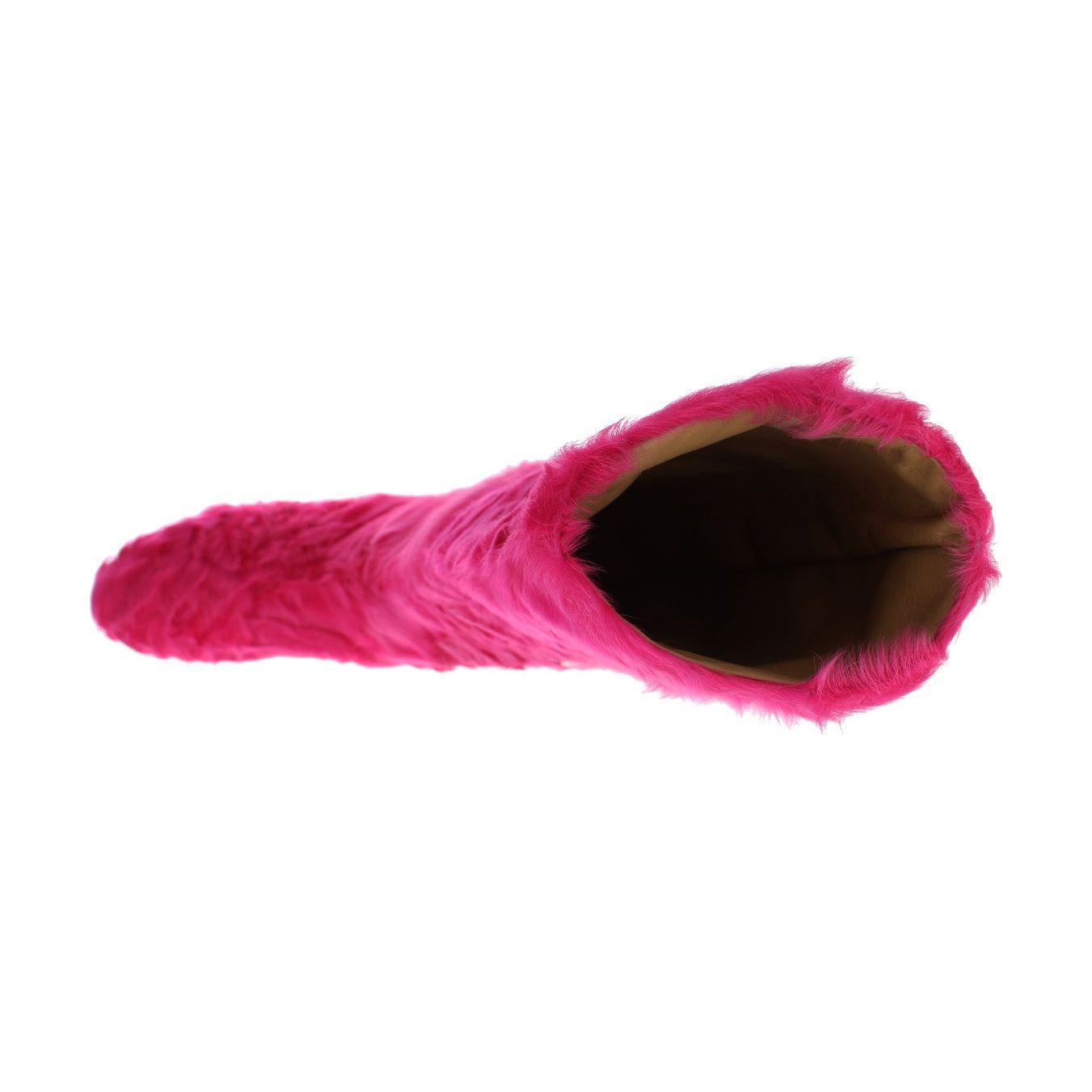 Dolce & Gabbana Elegant Pink Lambskin Fur Boots Dolce & Gabbana Maroon