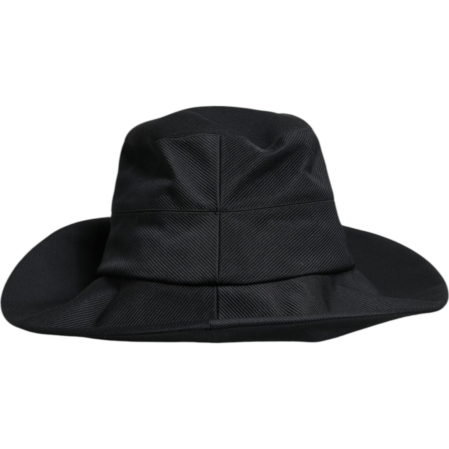 Dolce & Gabbana Black Cotton Wide Brim Fedora Hat Dolce & Gabbana Black