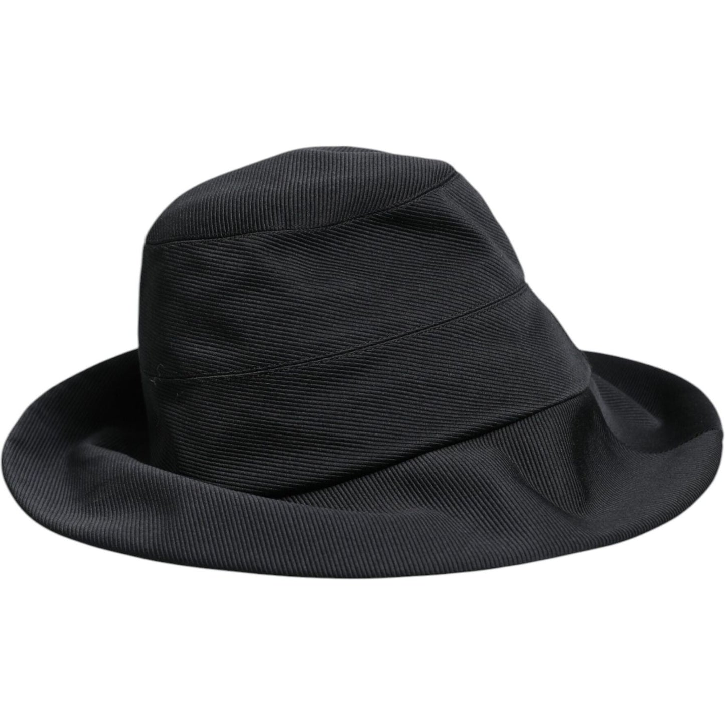 Dolce & Gabbana Black Cotton Wide Brim Fedora Hat Dolce & Gabbana Dark Slate Gray