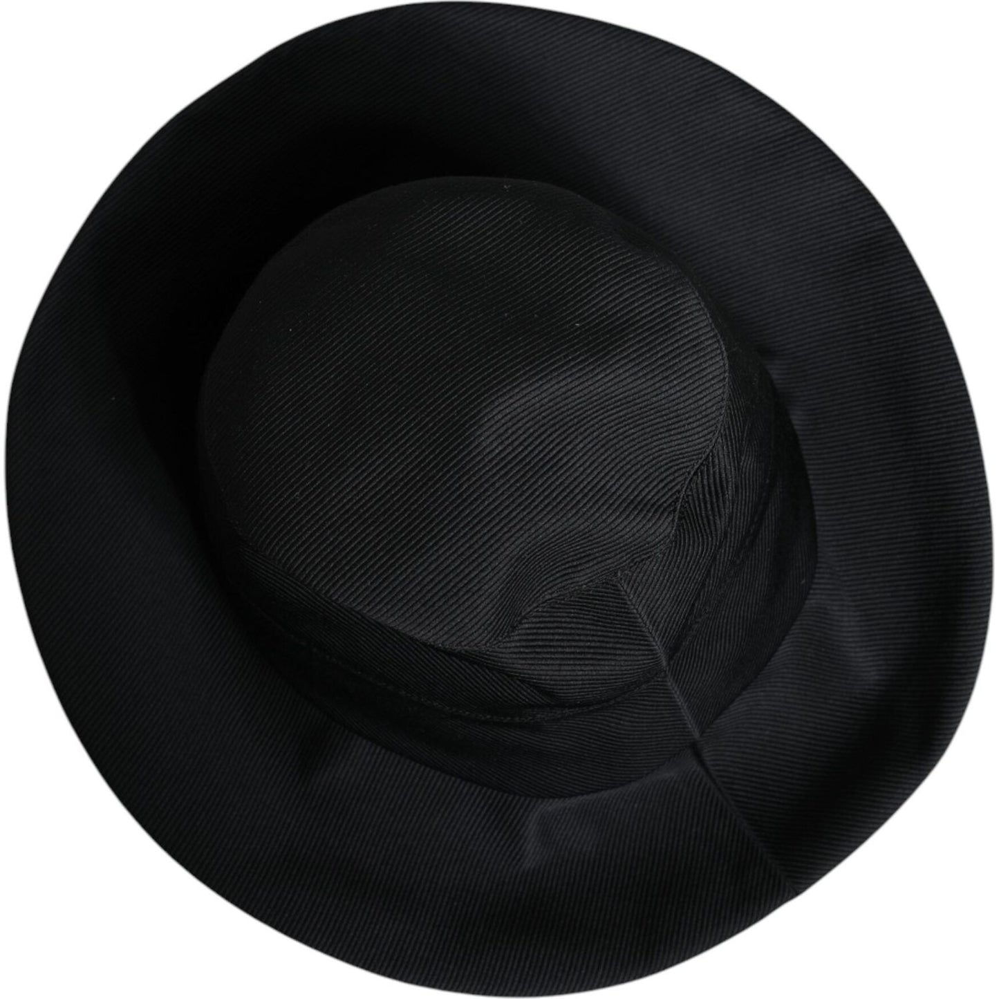 Dolce & Gabbana Black Cotton Wide Brim Fedora Hat Dolce & Gabbana Black