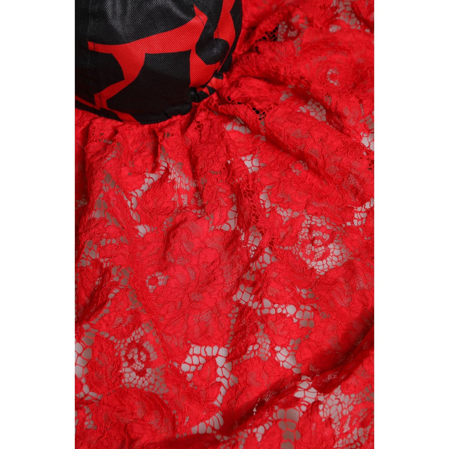 Dolce & Gabbana Red Black Lace Tulle Cotton Baseball Cap Dolce & Gabbana Firebrick